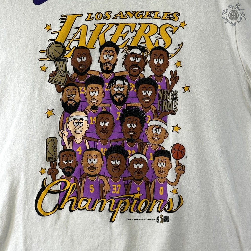 The Nike Tee Shirt Lakers 2020 NBA Finals Championship Caricature White Men's XL - Picture 2 of 7